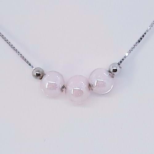 Collana Lustro 3 perle rosa