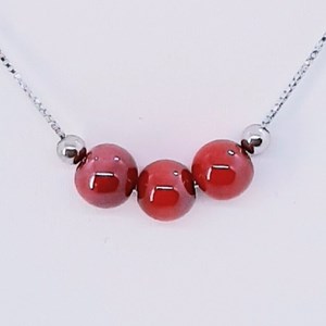Collana Lustro 3 perle rosso