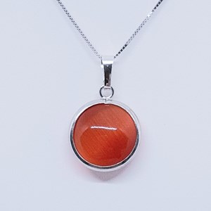 Collana Seta con perla Occhio di Gatto colore arancio