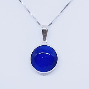 Collana Seta con perla Occhio di Gatto colore blu